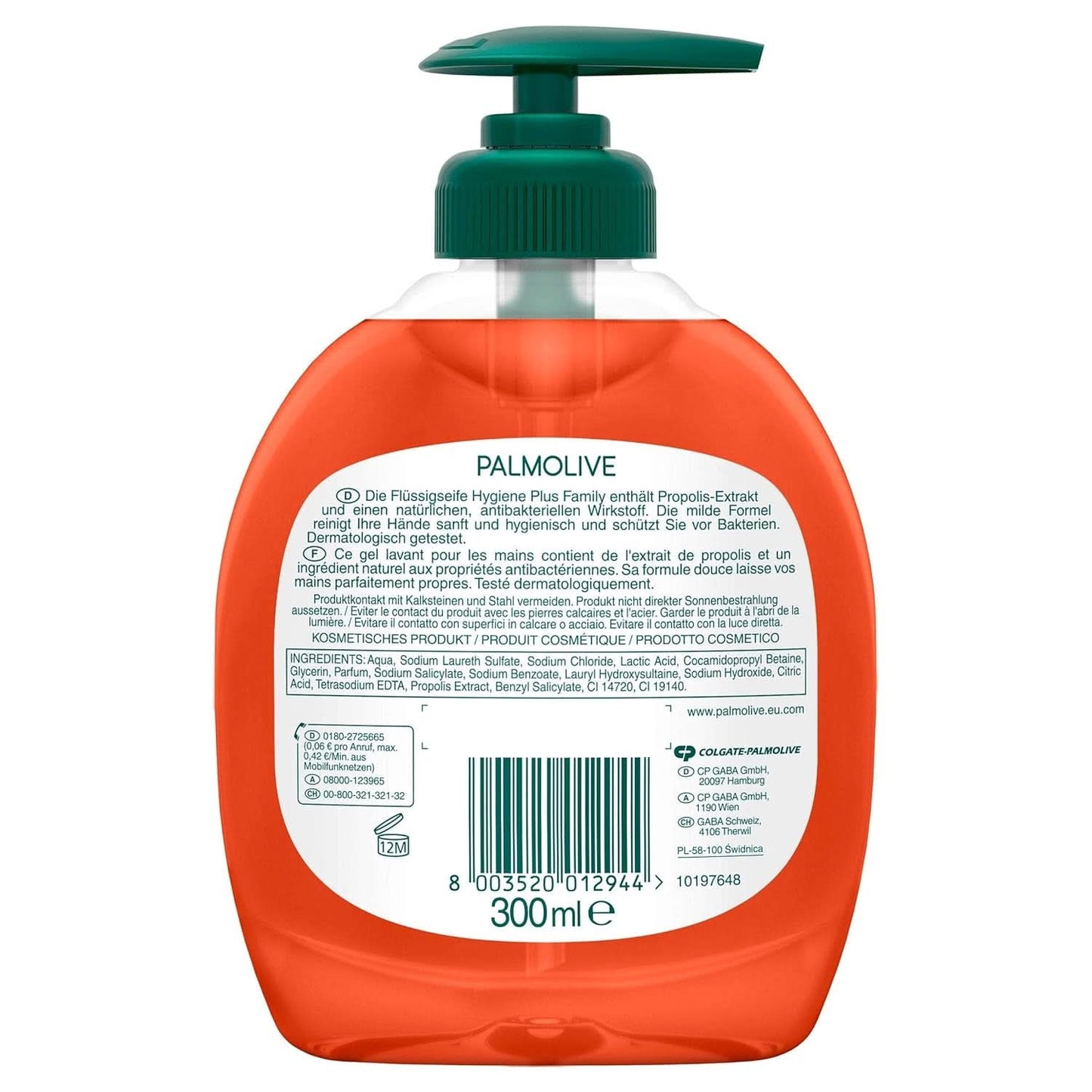 Palmolive, flytande tvål för känslig handrengöring, set 6 x 300 ml Dusch och bad Naty Shop
