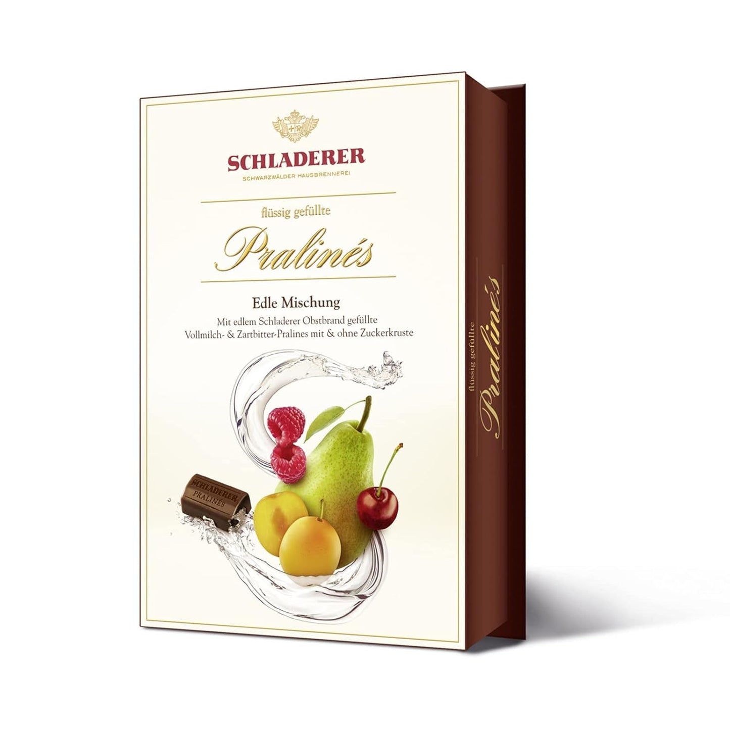 RCP Schladerer Pralines, fint sortiment, mjölk och mörk choklad, med och utan sockerskorpa, flytande fyllning, innehåller alkohol, bra present, 255g