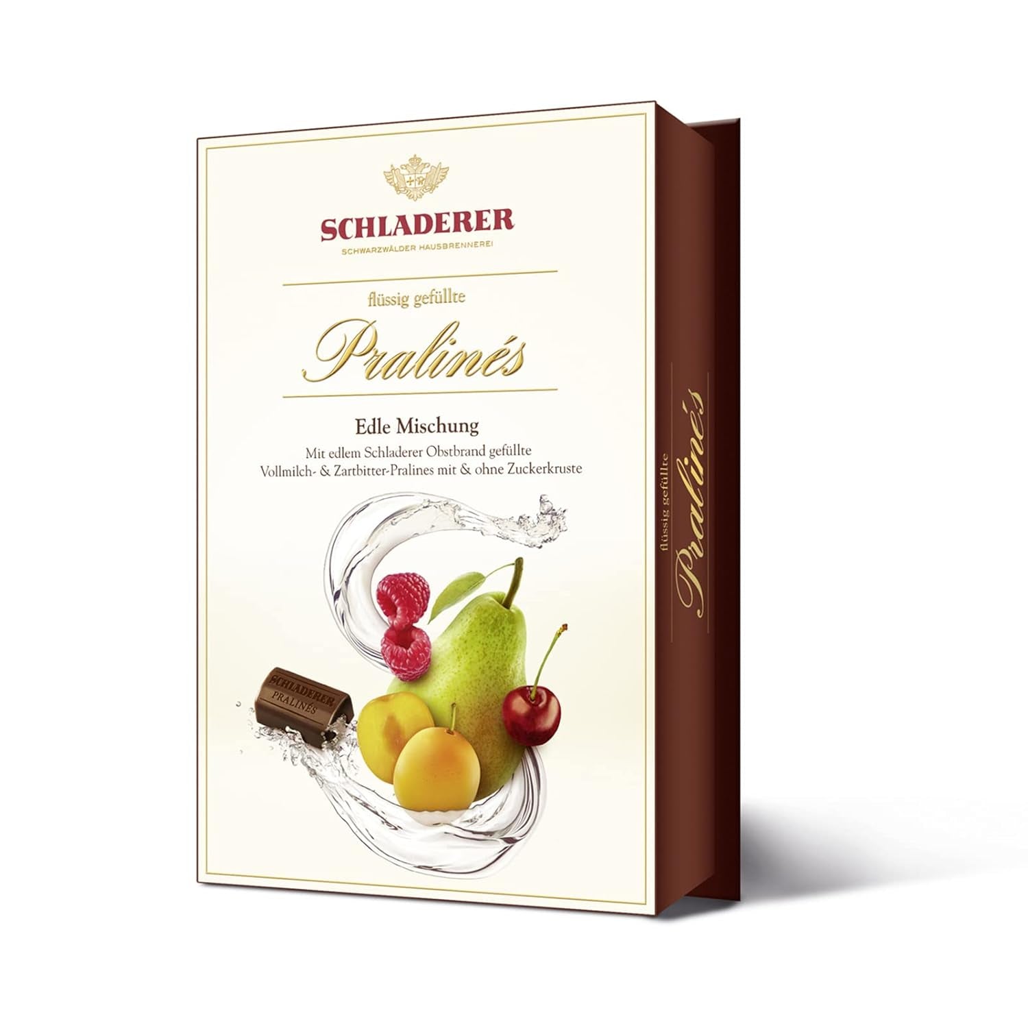 RCP Schladerer Pralines, fint sortiment, mjölk och mörk choklad, med och utan sockerskorpa, flytande fyllning, innehåller alkohol, bra present, 255g