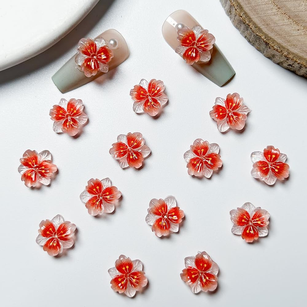 50st 3D Blume Nagel Charms Nägel Zubehör Nageldesign Glitzersteine ​​Nailart Strasssteine ​​Flower Nail Charms Luminous Flower Nail Art Charms Bunte Blumen Deko Nagel Steinchen Blommor Nail Strass