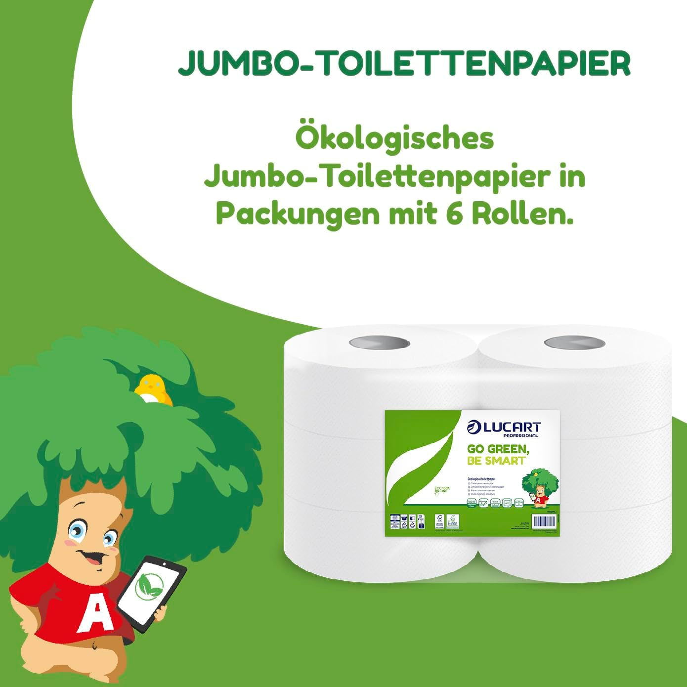 Jumbo Eco toalettpappersrullar, 2-lagers, handtvättkräm med rengörande, fuktgivande och utjämnande formel - Blomdoft - 5L, 6 stycken (1-pack)