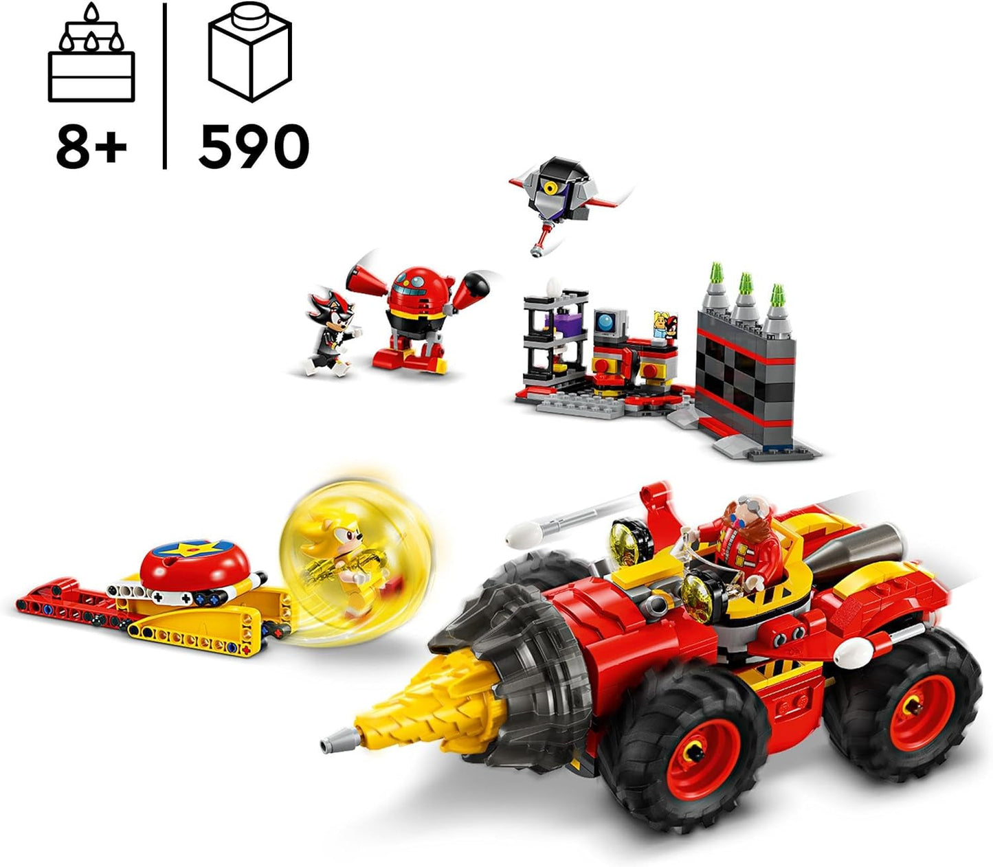 LEGO Sonic the Hedgehog Super Sonic vs. Egg Drillster äventyrsvideospelset Kids Gift Shadow och Dr Eggman Set för pojkar och flickor 8 år 76999 Byggset Besuche den LEGO-Store
