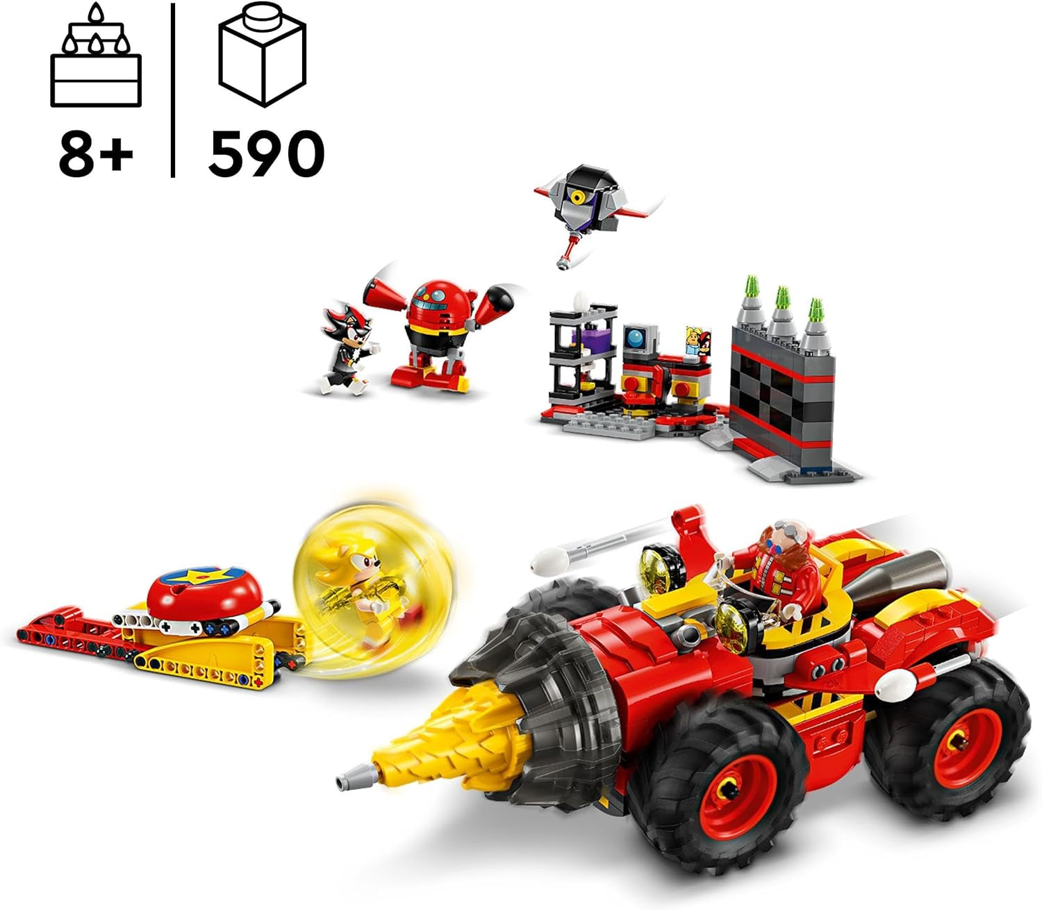LEGO Sonic the Hedgehog Super Sonic vs. Egg Drillster äventyrsvideospelset Kids Gift Shadow och Dr Eggman Set för pojkar och flickor 8 år 76999 Byggset Besuche den LEGO-Store