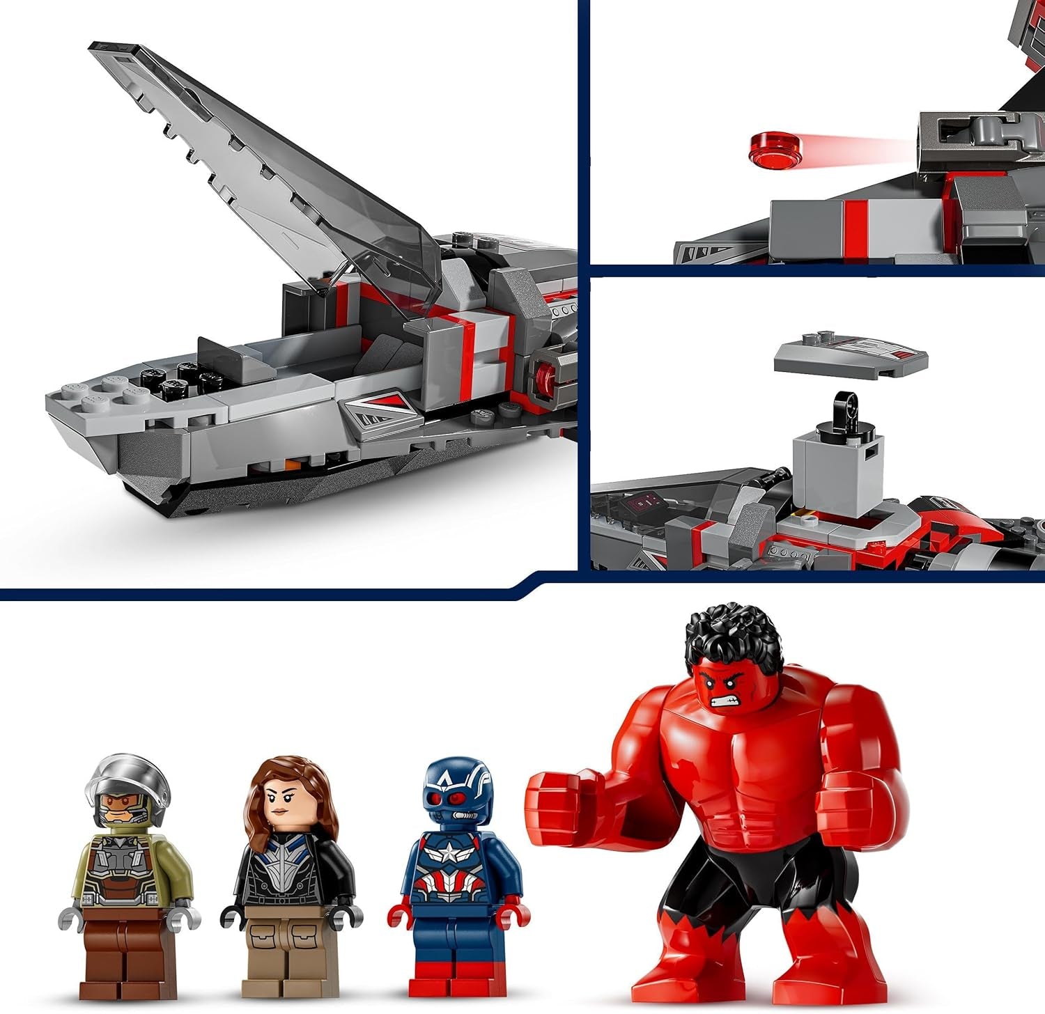 LEGO Marvel-uppgörelse mellan Captain America och Red Hulk Kids Byggbar Jet Set Superhjälteleksak för pojkar och flickor 8 år gammal äventyrsbyggnadsleksak 76292 Byggset Besuche den LEGO-Store