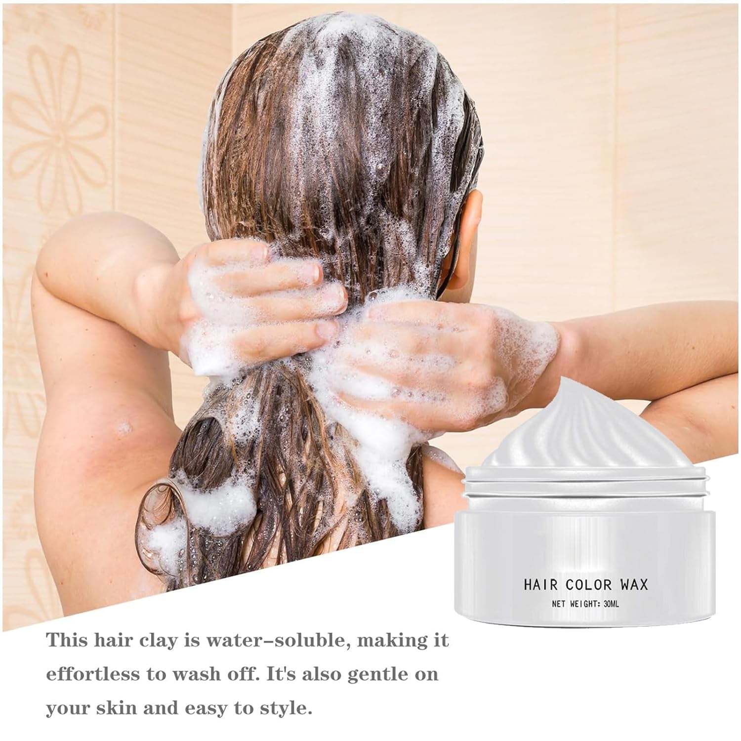 Naturlig vit hårfärg, vit hårvax, Unisex vit naturlig hårfärg, vit hårfärg, Cosplay Halloween Party Hårvax, Hårfärgning Party Hårvax, 30ML Naty Shop Hårfärgning