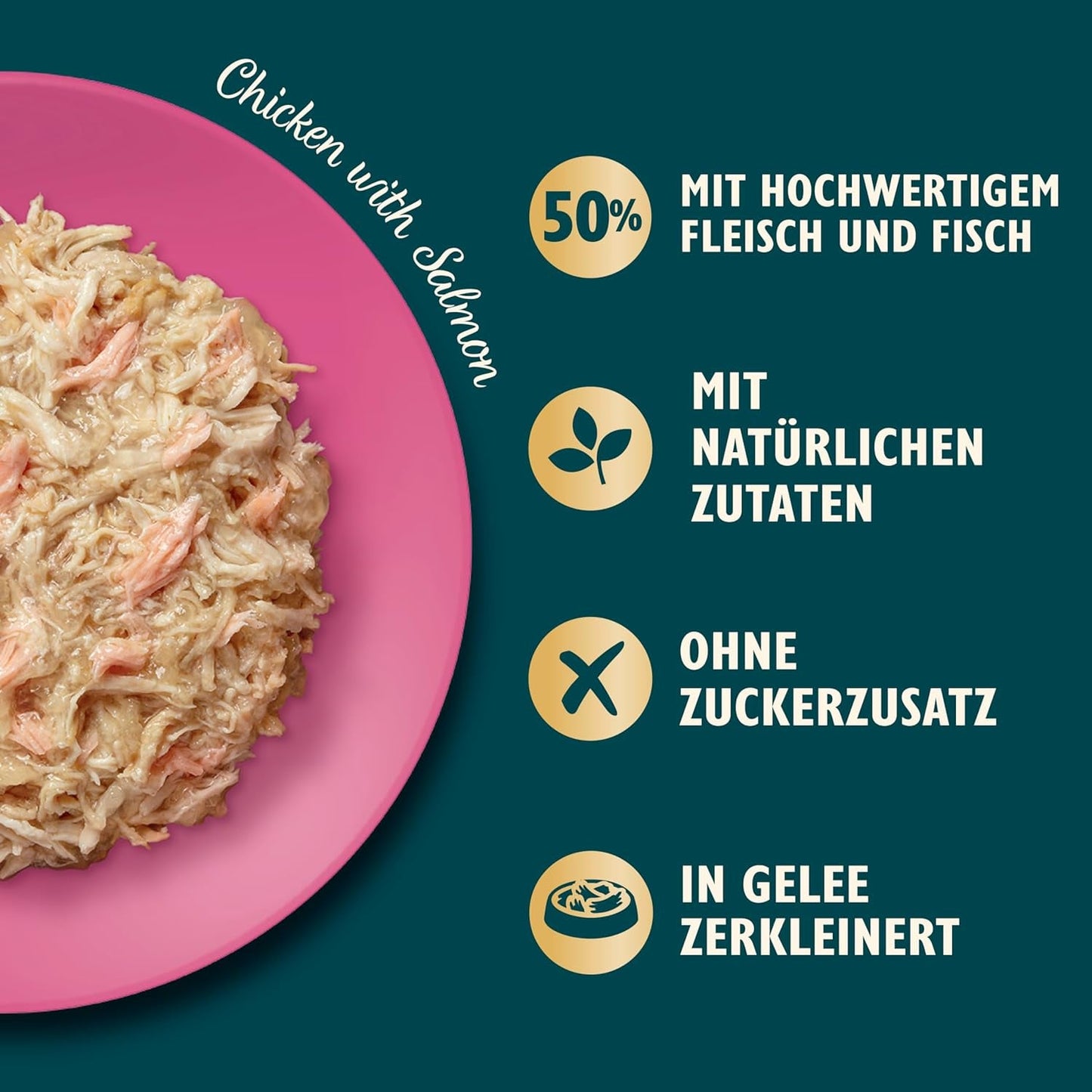 Lily's Kitchen Aus Naturichen Ingrediens hermestellung Zerkleinerte filéer i Gelee med Hühnchen och Lachs Ausgewachsen Nassfutter für Katzen 70 g Dos