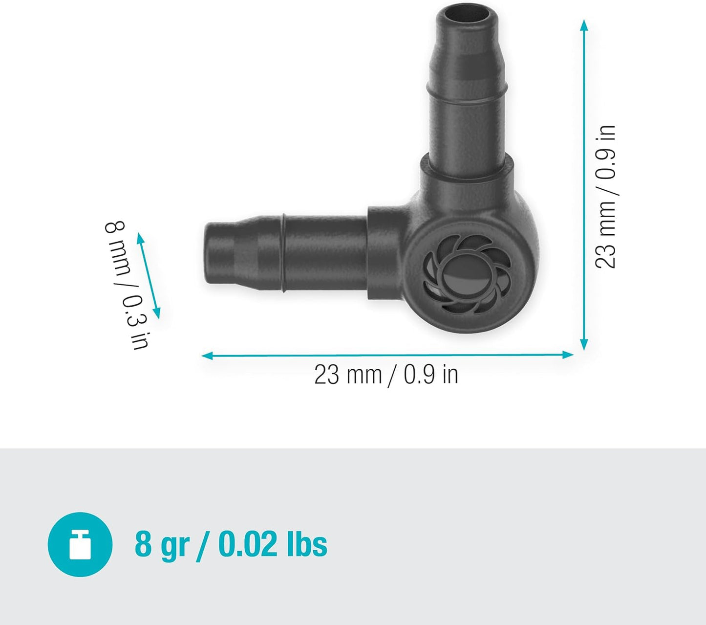 L-stycke för Gardena Micro-Drip 4,6 mm (3/16 tum): För att ändra distributionsriktning och dropplinjer med 90 grader, knäckfri installation, enkel och flexibel anslutningsteknik (13212-20)