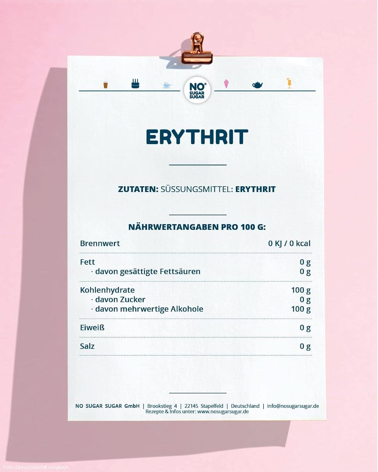 Inget socker, naturligt erytritol utan kalorier, användbar som sockerersättning, 4,5 kg sötningsmedel Naty Shop