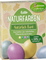 Heitmann Egg Dye Natural Dye Set, 3 Egg Dye Pulver (gult, lila, gråblått), Gräspapper klistermärke