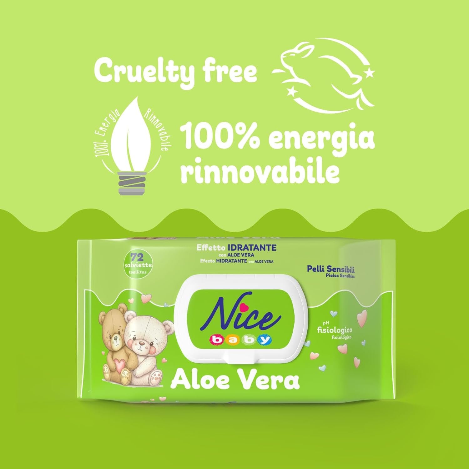 Rengöringsservetter för barn och bebisar - med aloe vera och arganolja - dermatologiskt testad - fysiologiskt pH-värde - maxiformat: paket med 72 våtservetter - Snyggt