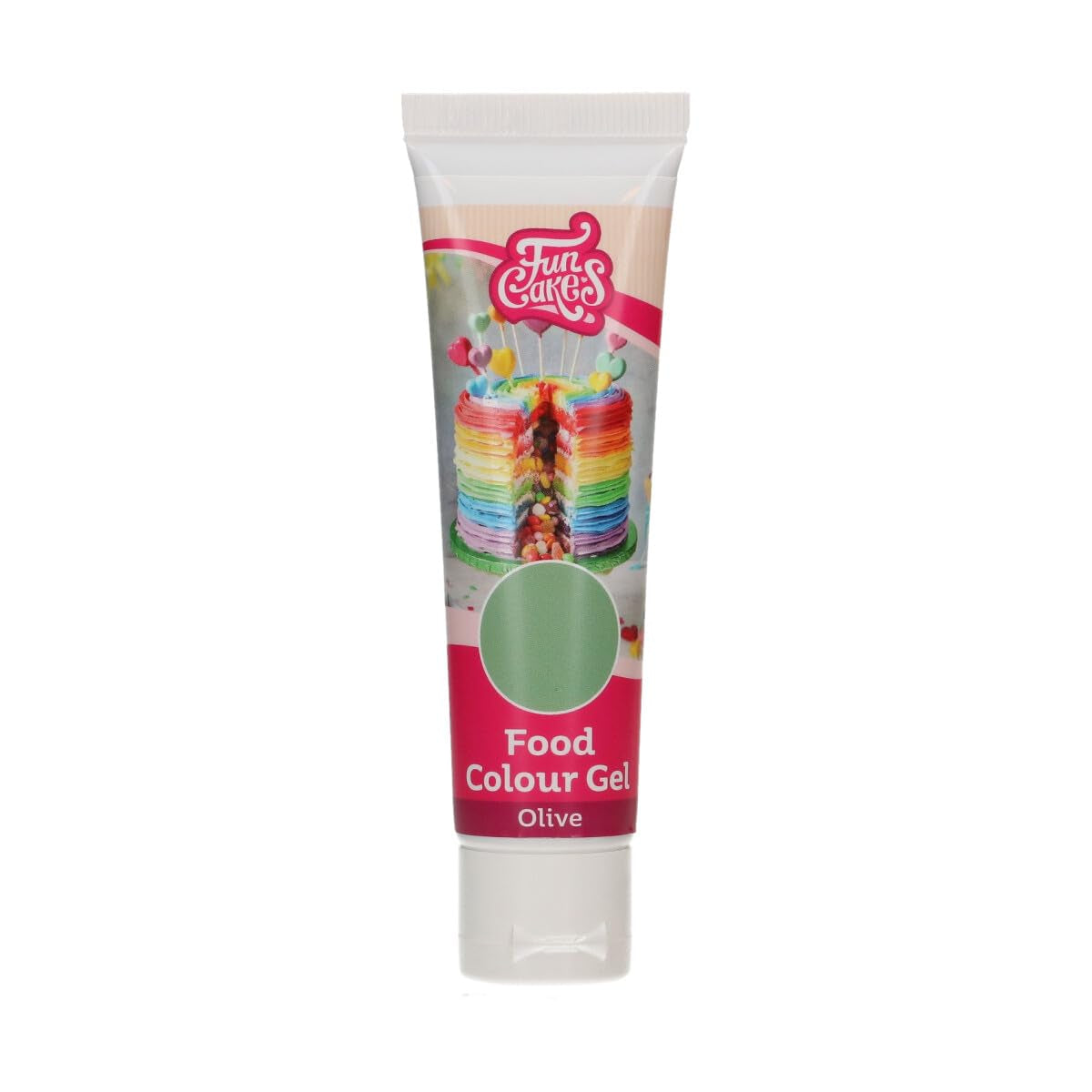 Funcakes Gel Olive food coloring: Highly concentrated food coloring for dough, cream, fondant and marzipan. Enkel dosering. En droppe för att skapa livfulla färger. Halal. 30 g.