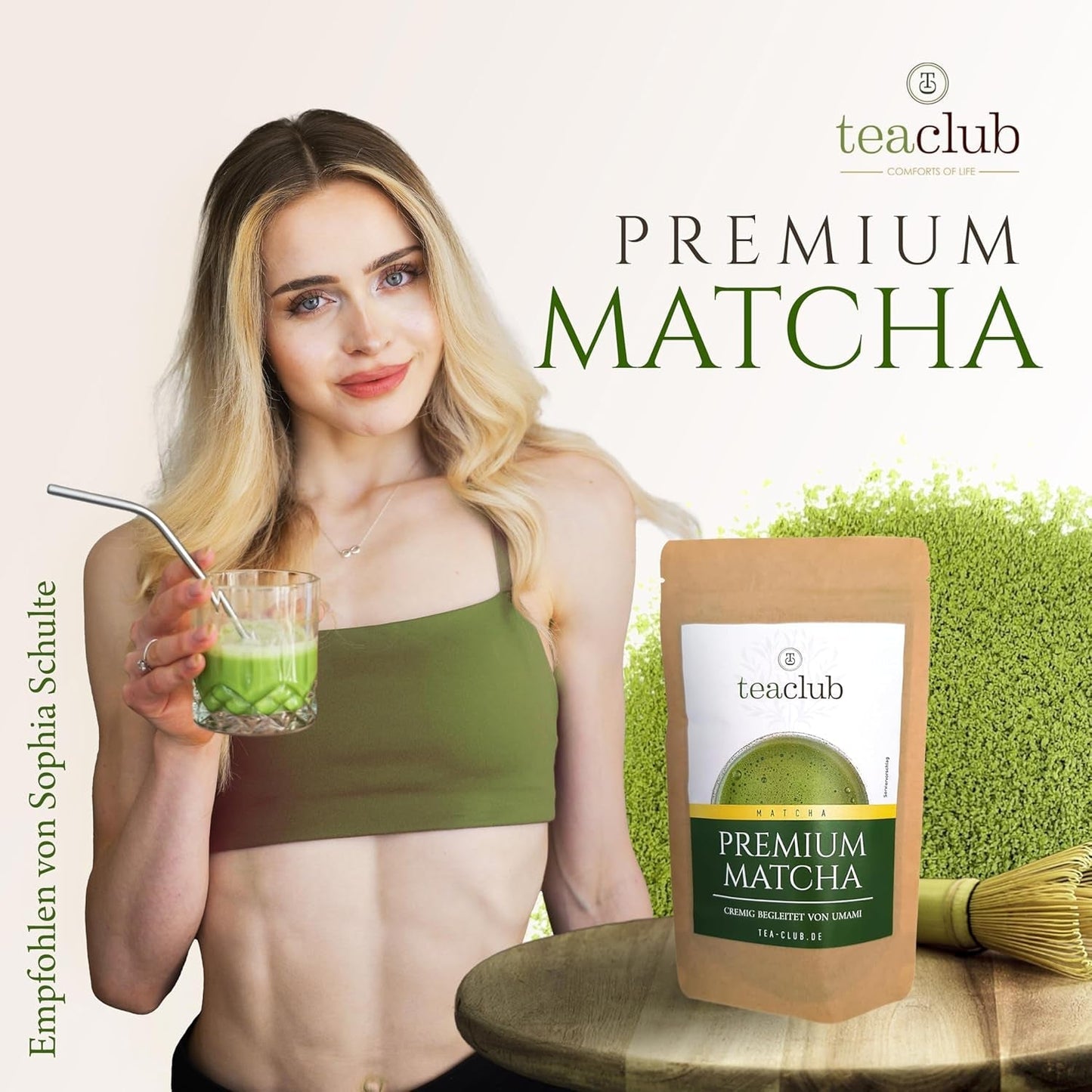 Premium Matcha Tea Japan 100 g - Laboratorietestat - Ceremoniellt Matcha-pulver för att göra Umami Matcha, 100 % naturligt grönt te-pulver, perfekt för Matcha Latte, Teaclub