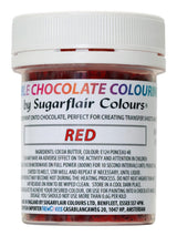 Matfärg Sugarflair Chocolate Matfärg för röd choklad - Färgat ekologiskt kakaosmör, chokladfärg för färgning av choklad, praliner - 35g