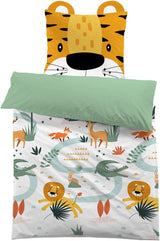 3D mikrofibersängkläder, djur, unisex Sängkläder - barn Naty Shop Lion med öron 135×200+80×80