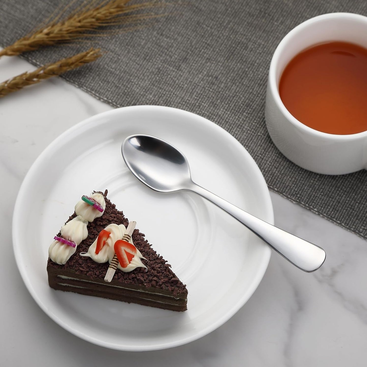 Kaffesked i rostfritt stål, design med rund kant, 12-pack, Silver Naty Shop Kitchen