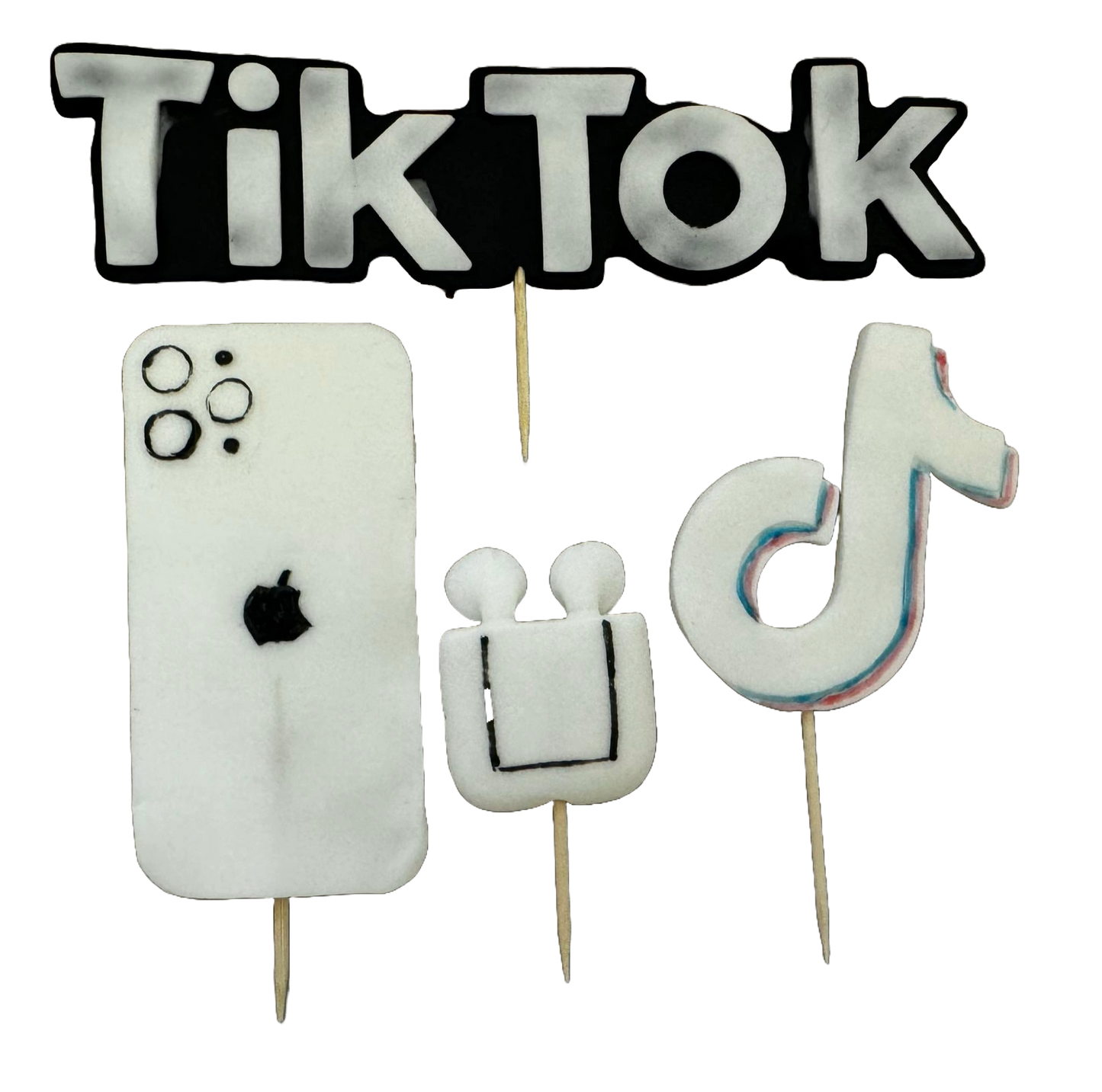 Set med 4 ätbara sockerpastadekorationer, TikTok Sugar Paste Decorations Naty Shop