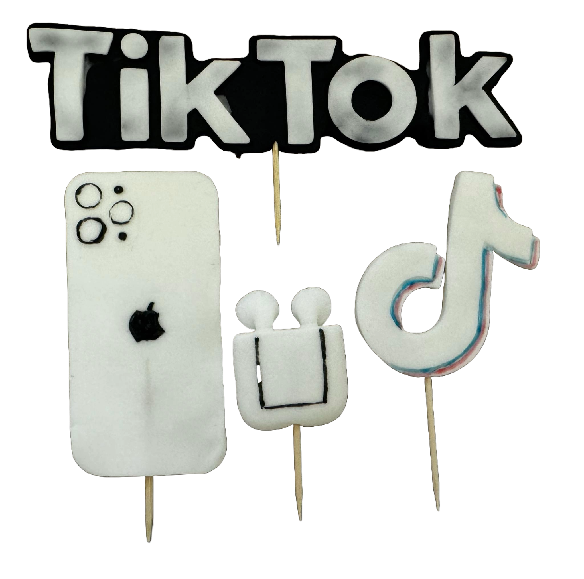 Set med 4 ätbara sockerpastadekorationer, TikTok Sugar Paste Decorations Naty Shop
