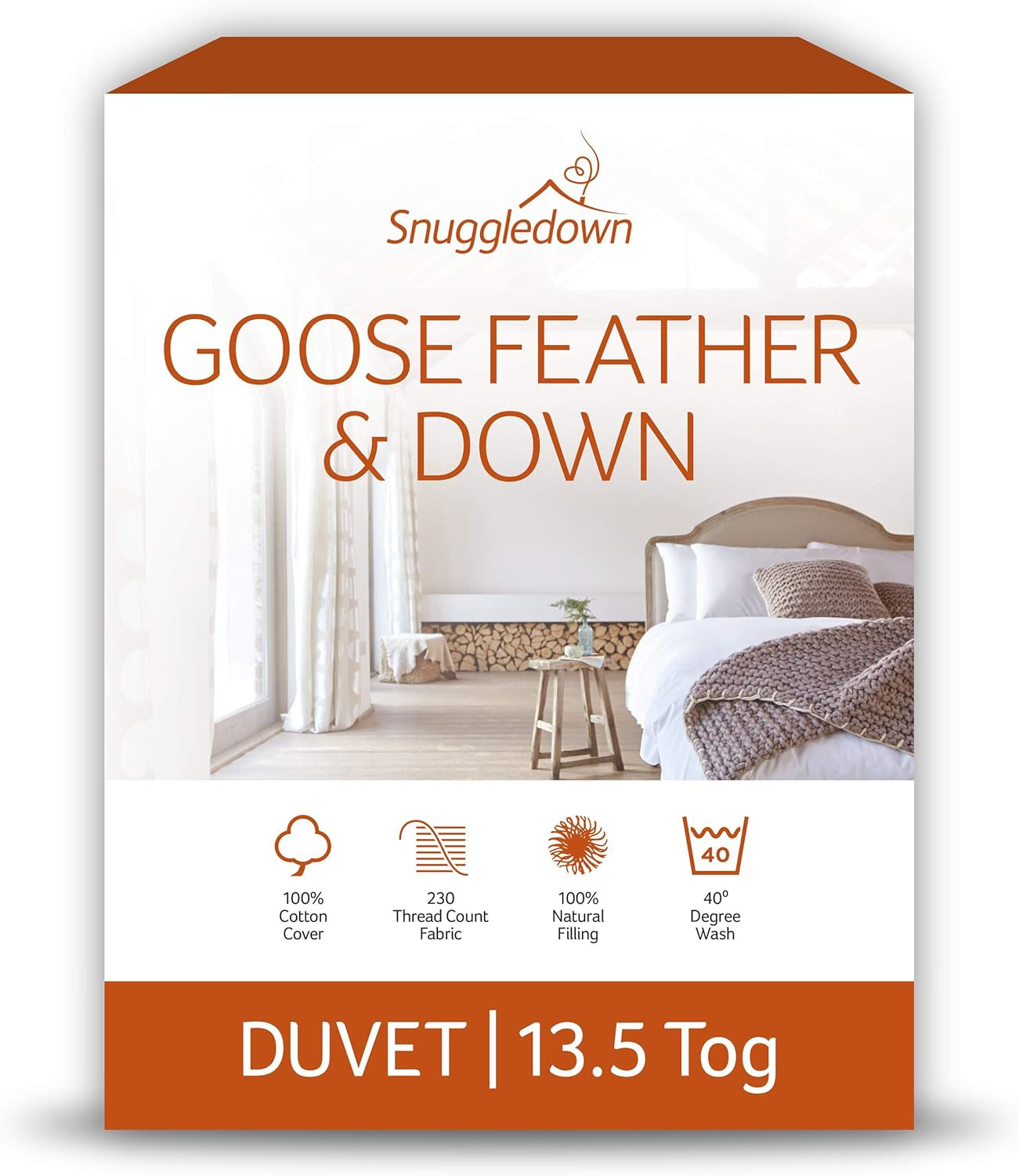 Snuggledown Freshwash Allergy Täcken, 13,5 Tog Vintervarm, Bomull, Vit, Enkelsäng Naty Shop Super King 13,5 Tog Täcken