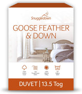 Snuggledown Freshwash Allergy Täcken, 13,5 Tog Vintervarm, Bomull, Vit, Enkelsäng Naty Shop Super King 13,5 Tog Täcken