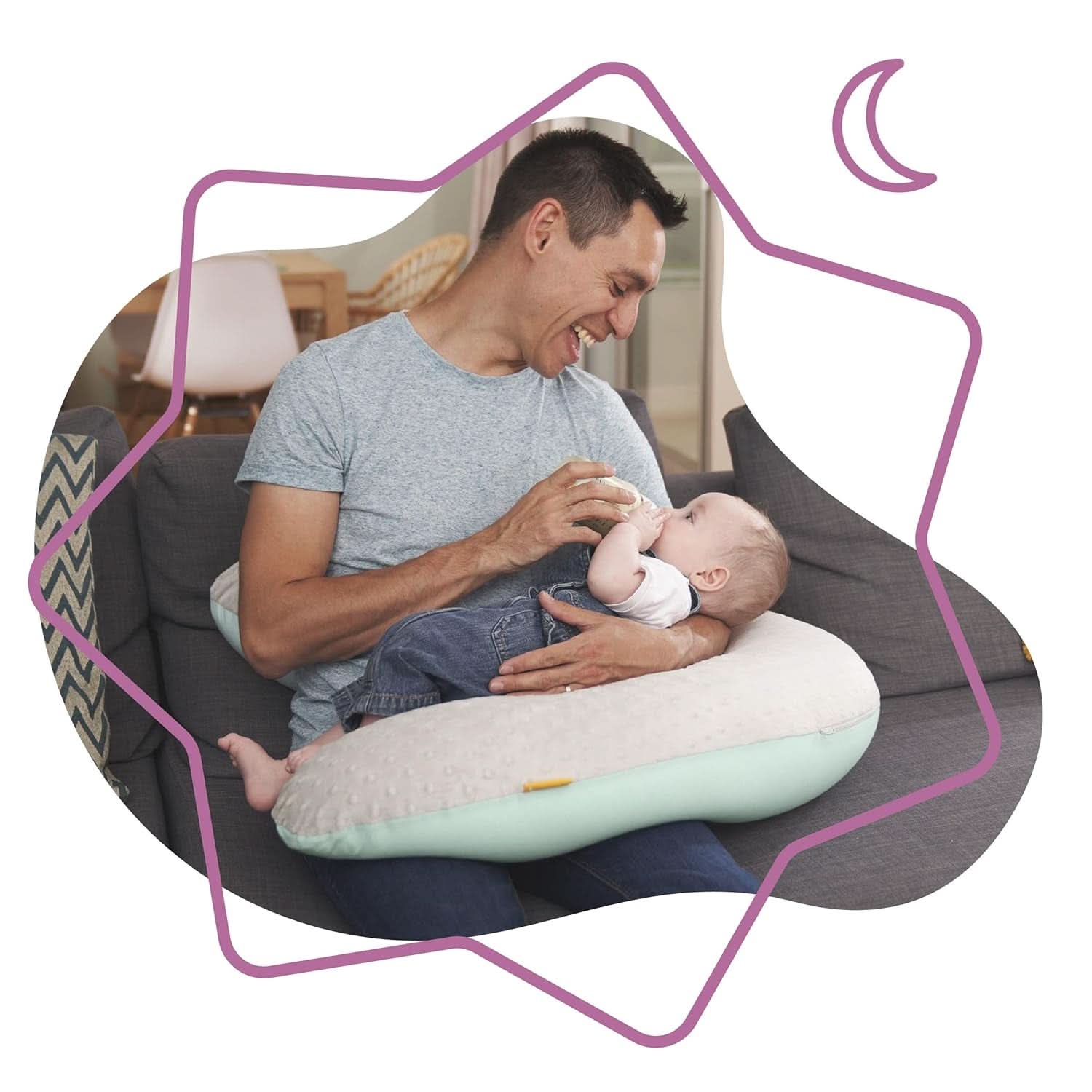 Badabulle Amningskudde och fluffig gravidkudde, 150 cm, med överdrag, ergonomisk form Tillbehör Mat och Amning Bebe Naty Shop