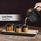 MIAMIO - Japansk/kinesiskt teservis 6 x 100 ml / asiatisk tekanna 620 ml med teinfuserare, traditionell japansk tekanna för teälskare/män/kvinnor (svart)