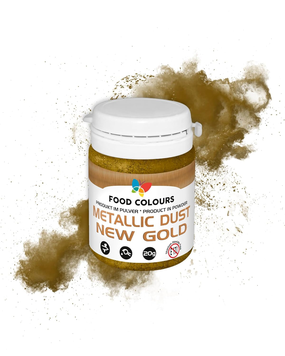 Livsmedelsfärg Färgpulver med metallisk effekt, ORIGINAL GULD 20G matfärg – Perfekt för att dekorera tårtor, tårtor, sockerpastor, kakor och drycker.