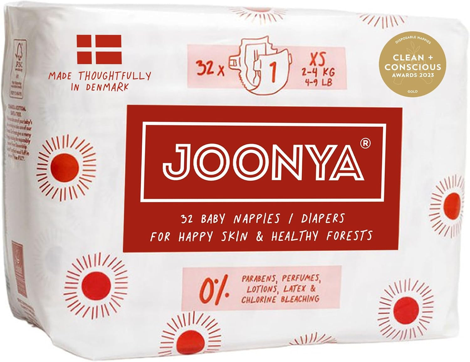 Babyblöjor, storlek 3M (4-8 kg) - 1 påse med 28 - Inga skadliga ämnen, miljövänlig, högabsorberande, lämplig för nattbruk, ultratunn och mjuk - Tillverkad i Danmark