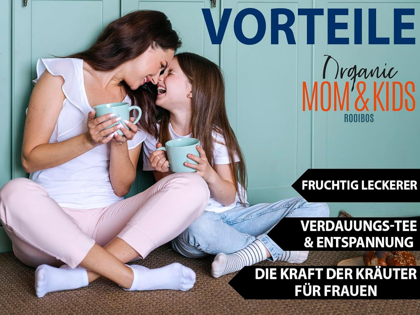 VITSTORM® BIO TEE Mom & Kids - Te för kvinnor och ammande - Rooibos, äpple, fänkål, citronmeliss, alchemilla, jordgubb - Avkopplande te - Fruktigt och gott - Koffeinfritt - Örtte 100 g