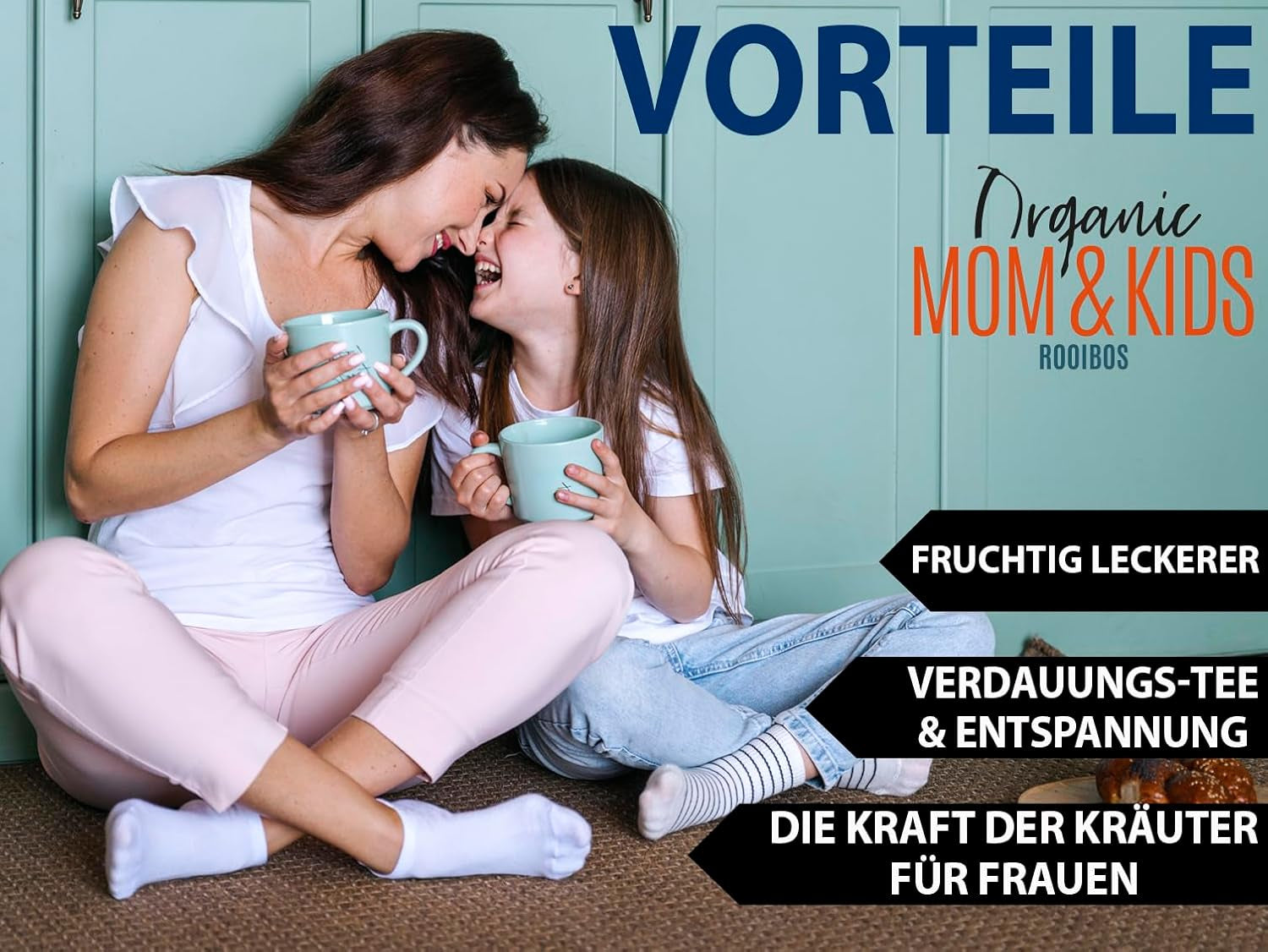 VITSTORM® BIO TEE Mom & Kids - Te för kvinnor och ammande - Rooibos, äpple, fänkål, citronmeliss, alchemilla, jordgubb - Avkopplande te - Fruktigt och gott - Koffeinfritt - Örtte 100 g