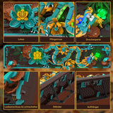 Mythical Dragon Tile Building Kit för vuxna, 3D Divine Loong Art Byggleksak med LED-lampor och blommor, DIY Dragon Relief Model Kit, kreativa presenter och dekorationer (1676 bitar)