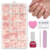 240 st Korta lösnaglar Set - Korta naturliga konstgjorda falska naglar för limning - Nude Gradient Konstgjorda naglar för Box Nail Extensions (Nude Gradient)