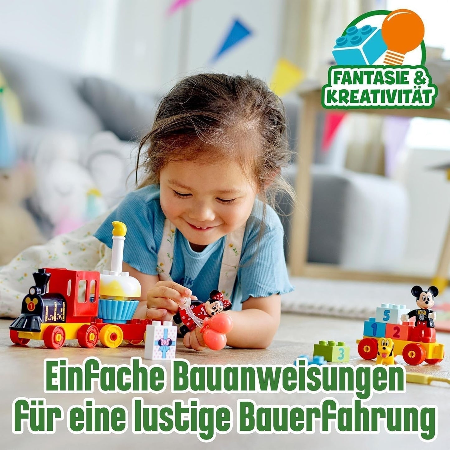 LEGO 10941 DUPLO Disney Musse och Minnie födelsedagståg, leksakståg med tårta och ballonger, present till barn 2 år och äldre Byggset Besuche den LEGO-Store