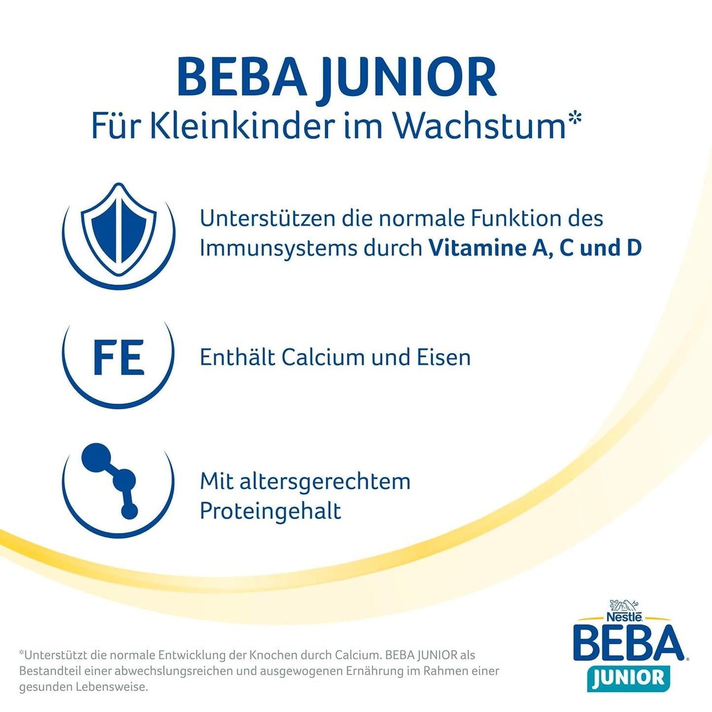 BEBA Junior 1+ mjölkdryck från 1 år, med HMO, åldersanpassat proteininnehåll, endast laktos, ingen palmolja, ingen fiskolja, småbarnsmat, babymjölkpulver, 3-pack (3 x 800g)