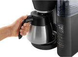 Melitta AromaFresh Therm Pro X - Espressomaskin med filter, integrerad kvarn, avtagbar vattentank, rostfri termokanna och timerfunktion, för upp till 8 koppar kaffe, svart/silver