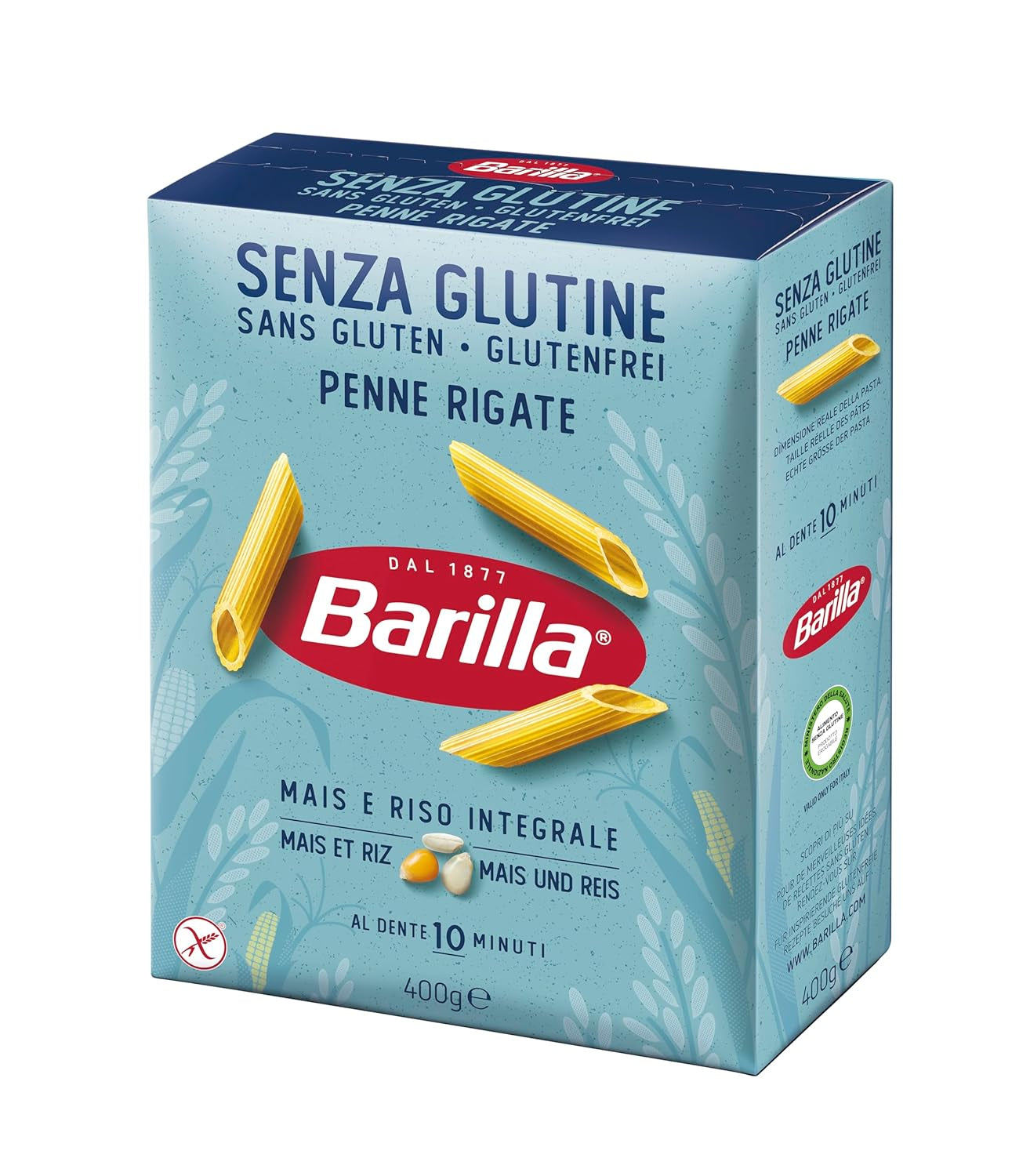 Barilla Penne Rigate glutenfri pasta gjord av läcker majs och ris - perfekt för personer med celiaki eller glutenintolerans (14 x 400g)