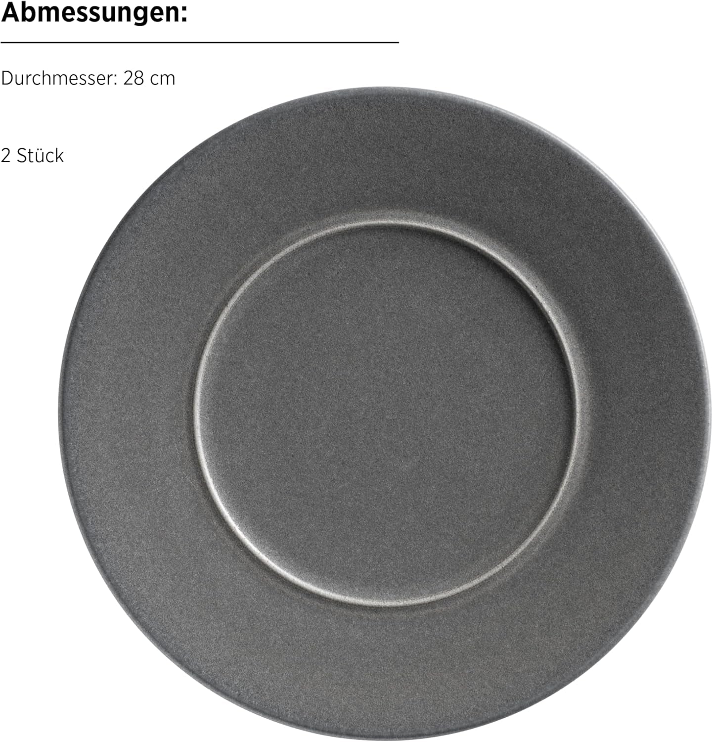 MÄSER Unico-serien, servisset för 2, tidlös, elegant, 8-delad keramisk bordsservice, stengods, antracit