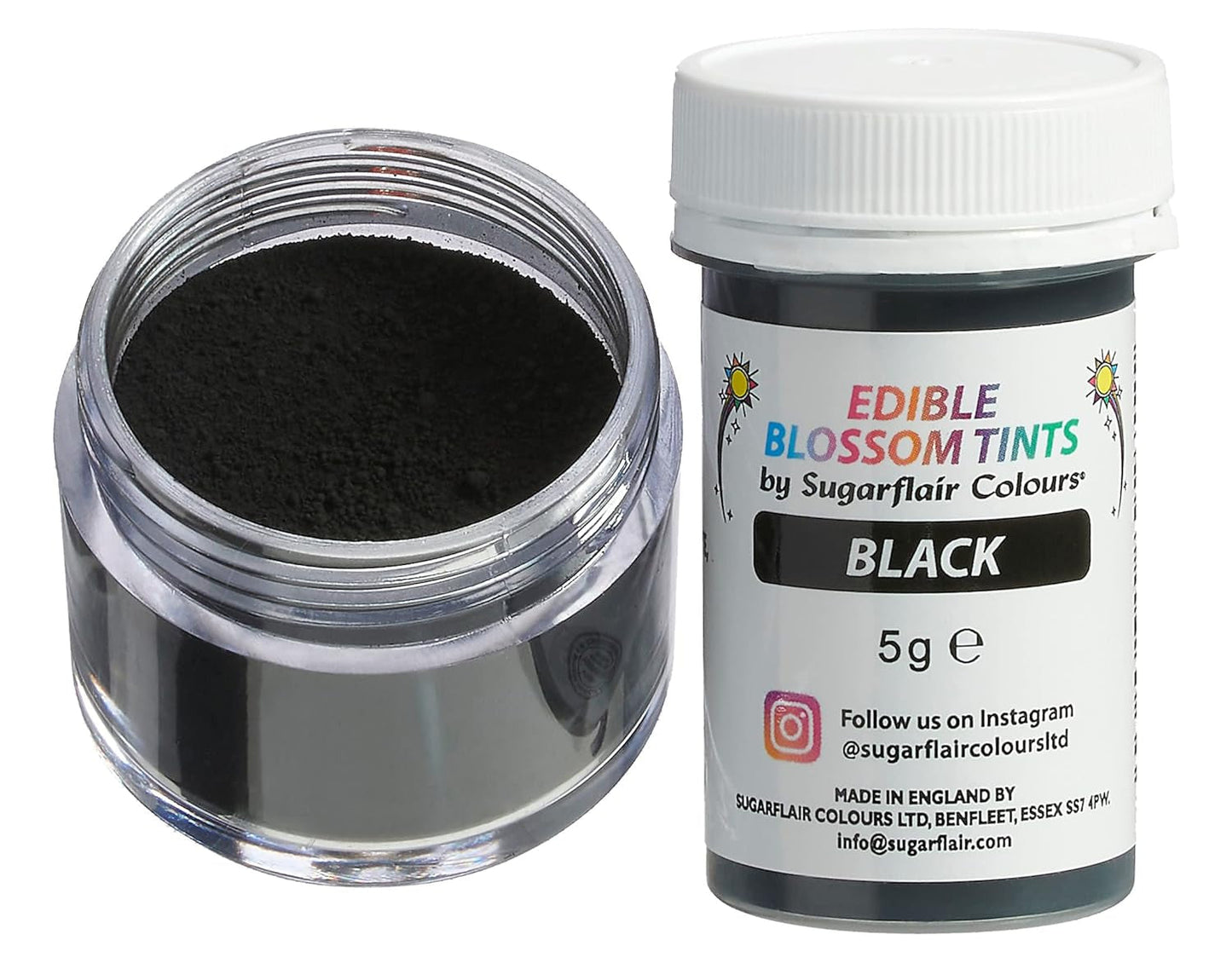 Sugarflair Blossom Tint Dust Black Food Coloring Powder - Livsmedelsfärgpulver för tårtdekorationer, fondant, glasyr, choklad, smörkräm, macarons och mer - 5G