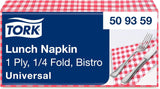 Tork Bistrored Lunchservett, 1/4-faldig, 1 lager, 33 Cm × 33 Cm, 8 × 400 servetter, 509359