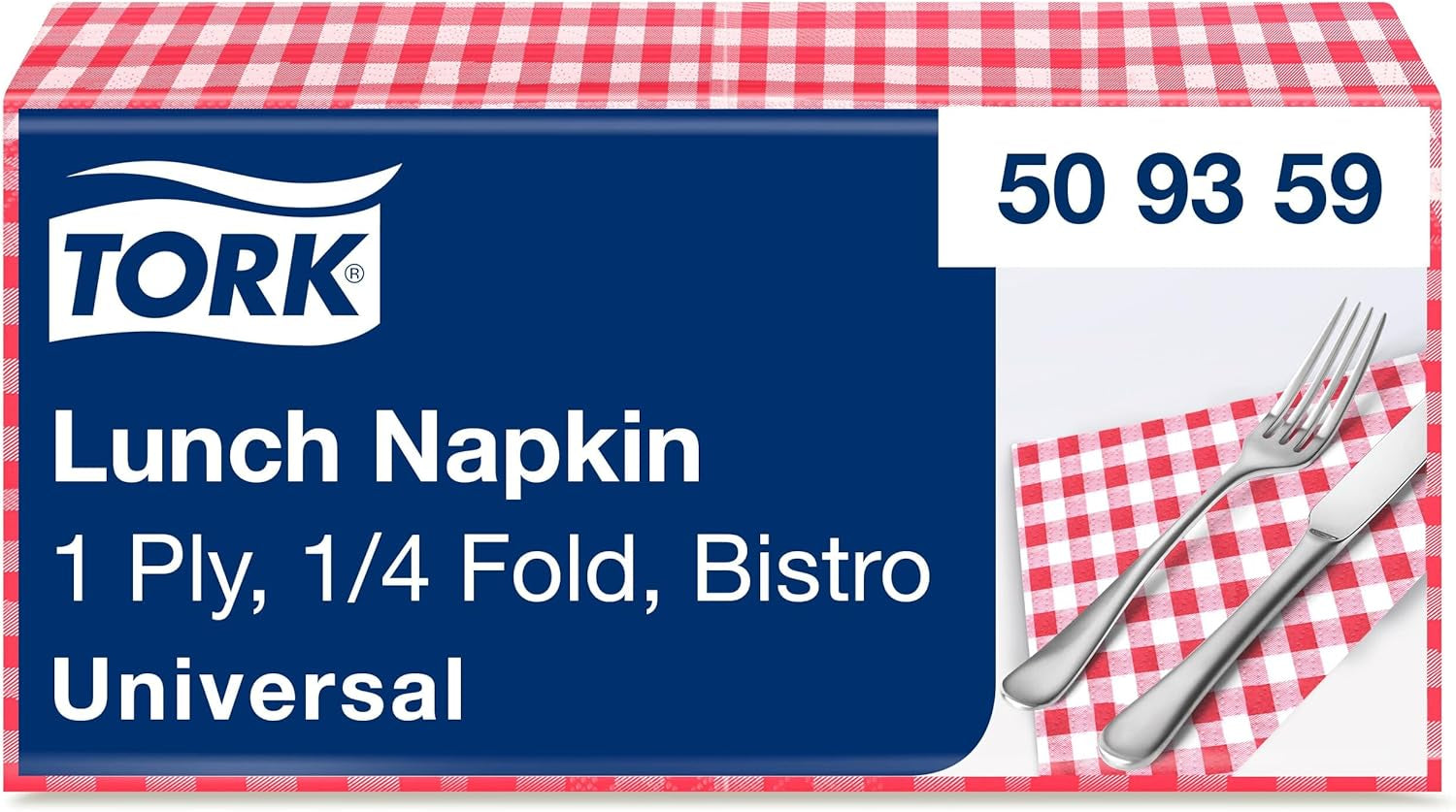 Tork Bistrored Lunchservett, 1/4-faldig, 1 lager, 33 Cm × 33 Cm, 8 × 400 servetter, 509359