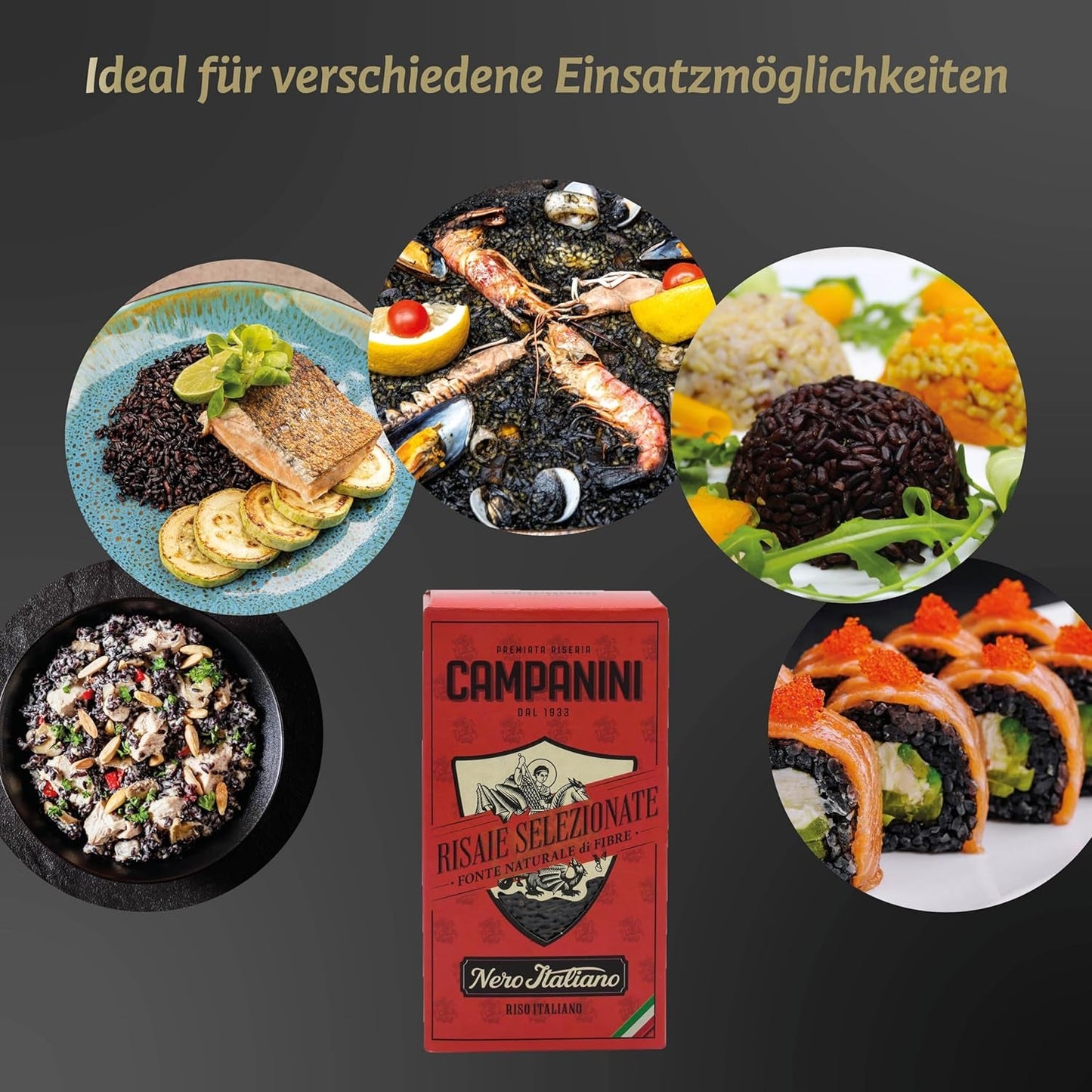 RISO NERO svart ris RISERA CAMPANINI 500g från Italien Orientaliskt ris
