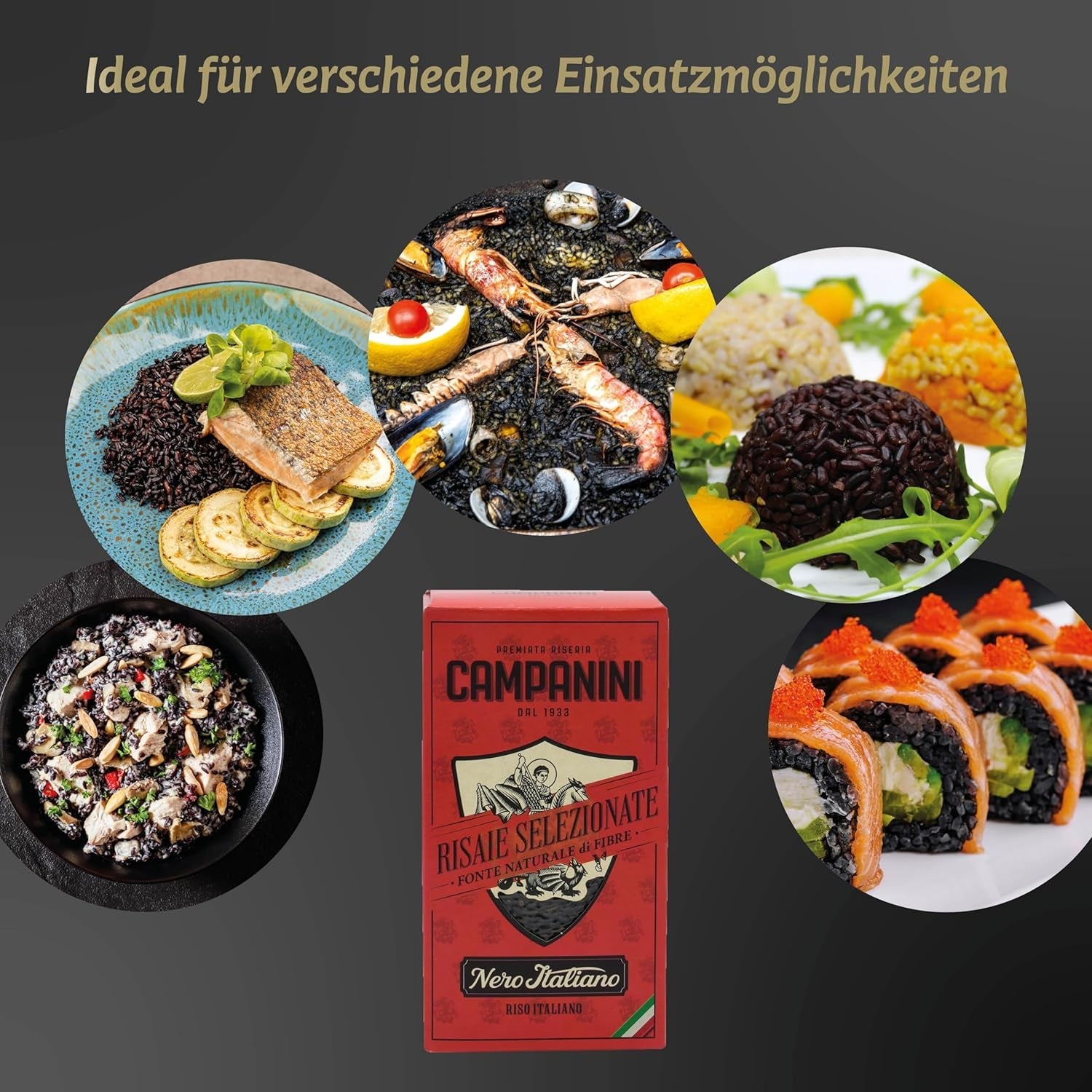 RISO NERO svart ris RISERA CAMPANINI 500g från Italien Orientaliskt ris