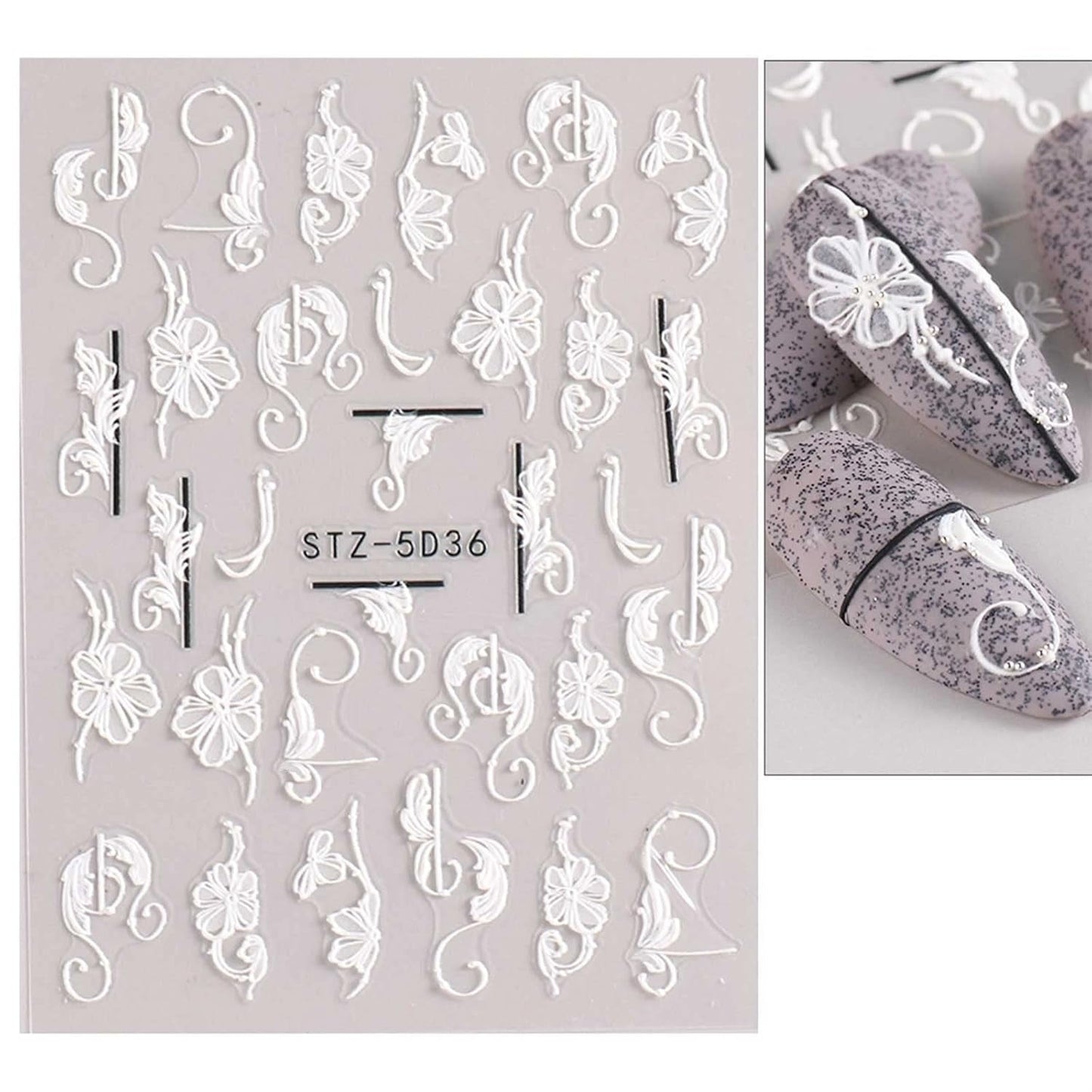 JMEOWIO 3D Nagelsticker Frühling Blume Nail Art Sticker Selbstklebend Nagelaufkleber 5D Stereoskopisk Buntes Sommer Blumen Dekoration Nageldesign Zubehör 4 Blatt