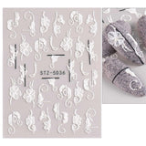 JMEOWIO 3D Nagelsticker Frühling Blume Nail Art Sticker Selbstklebend Nagelaufkleber 5D Stereoskopisk Buntes Sommer Blumen Dekoration Nageldesign Zubehör 4 Blatt