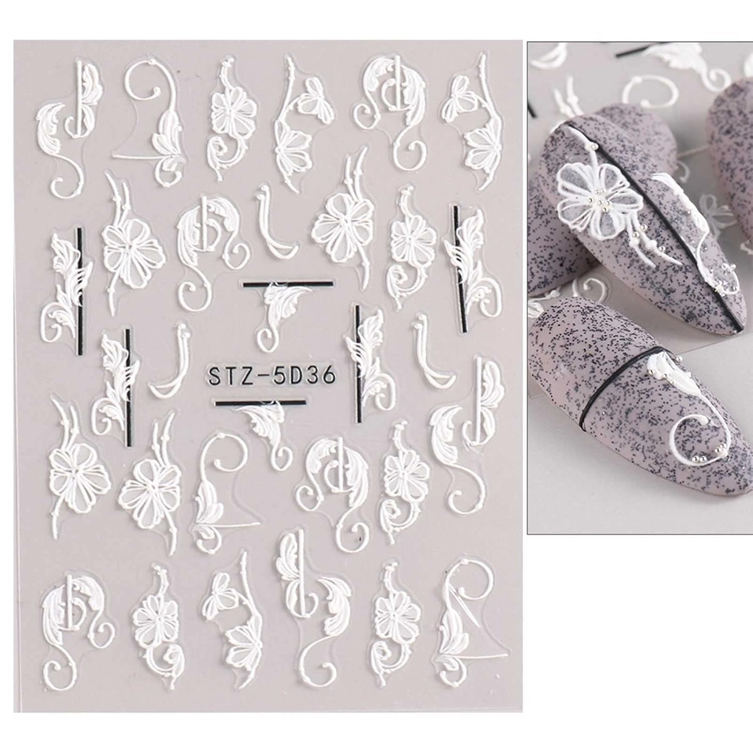 JMEOWIO 3D Nagelsticker Frühling Blume Nail Art Sticker Selbstklebend Nagelaufkleber 5D Stereoskopisk Buntes Sommer Blumen Dekoration Nageldesign Zubehör 4 Blatt