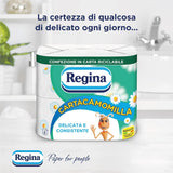 Regina Cartacamomilla - 8 rullar toalettpapper, 300 fluffiga ark, 3 lager, mjukt och fast, återvinningsbart pappersförpackning