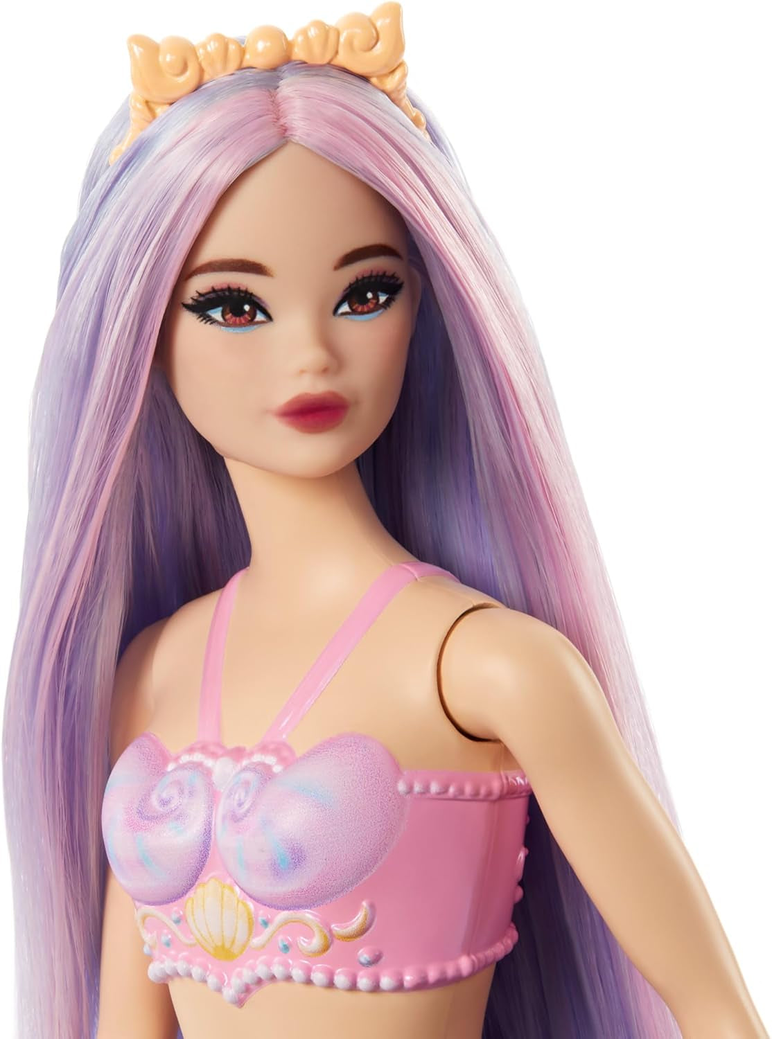 Barbie sjöjungfrudocka med rosa och lila fint hår och pannband, skaltopp och lavendelblå svansfendocka, HRR06 Naty Shop Dolls