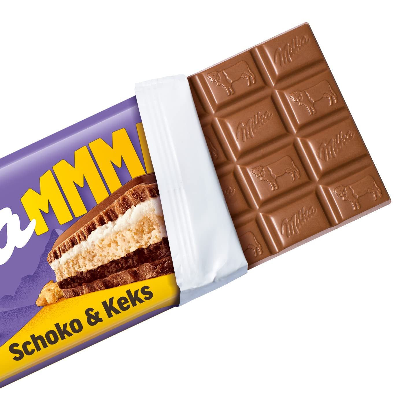 Milka Mmax choklad och kex – alpin mjölkchoklad med mjölkgräddefyllning och krispiga kexbitar – 300g