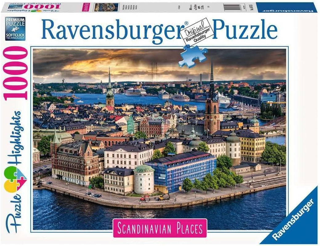 Ravensburger Puzzle Scandinavian Places 12000114 - Stockholm, Sverige - 1000 bitars pussel för vuxna och barn över 14 Pussel Naty Shop Old Design
