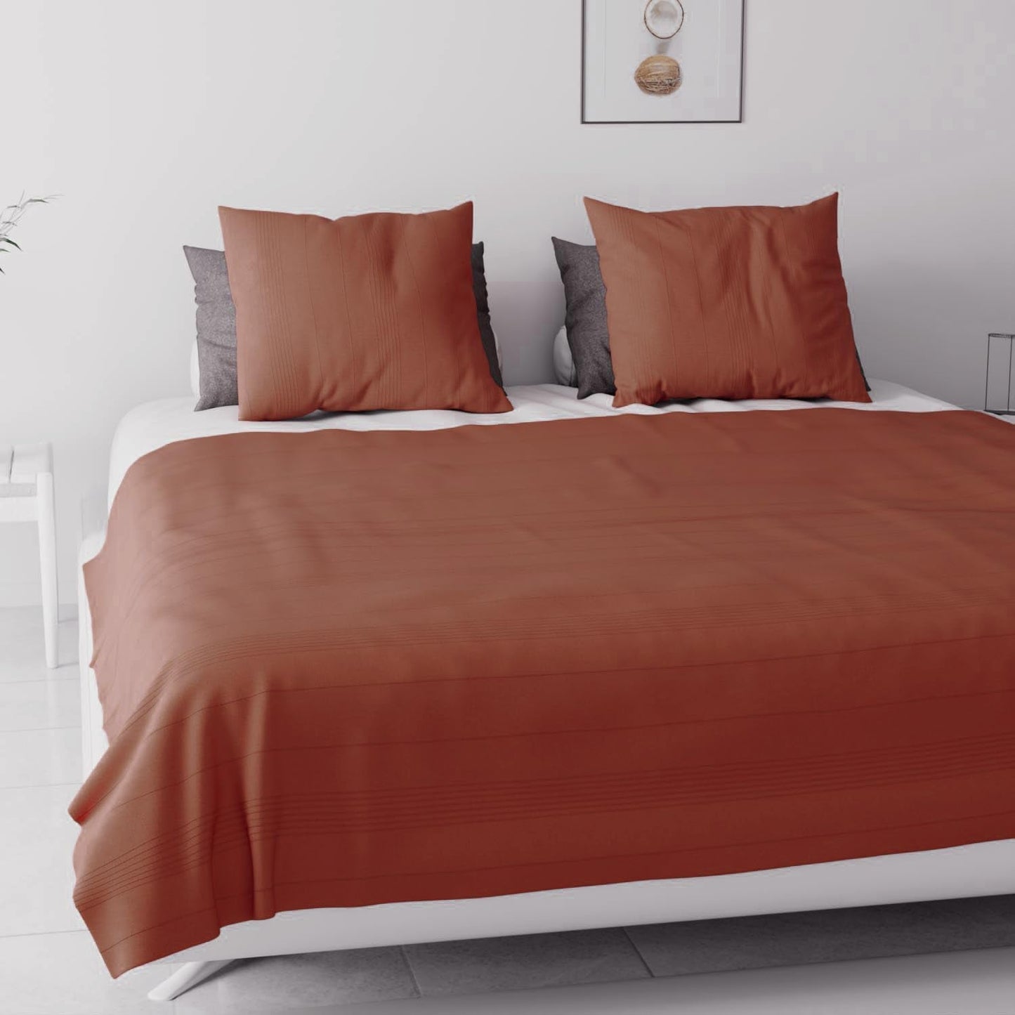 Soleil D'Ocre, Adele, överkast, soffkast, bomull, tegelröd, 220 X 240 Cm Sängar och filtar Besuche den Soleil d'ocre-Store