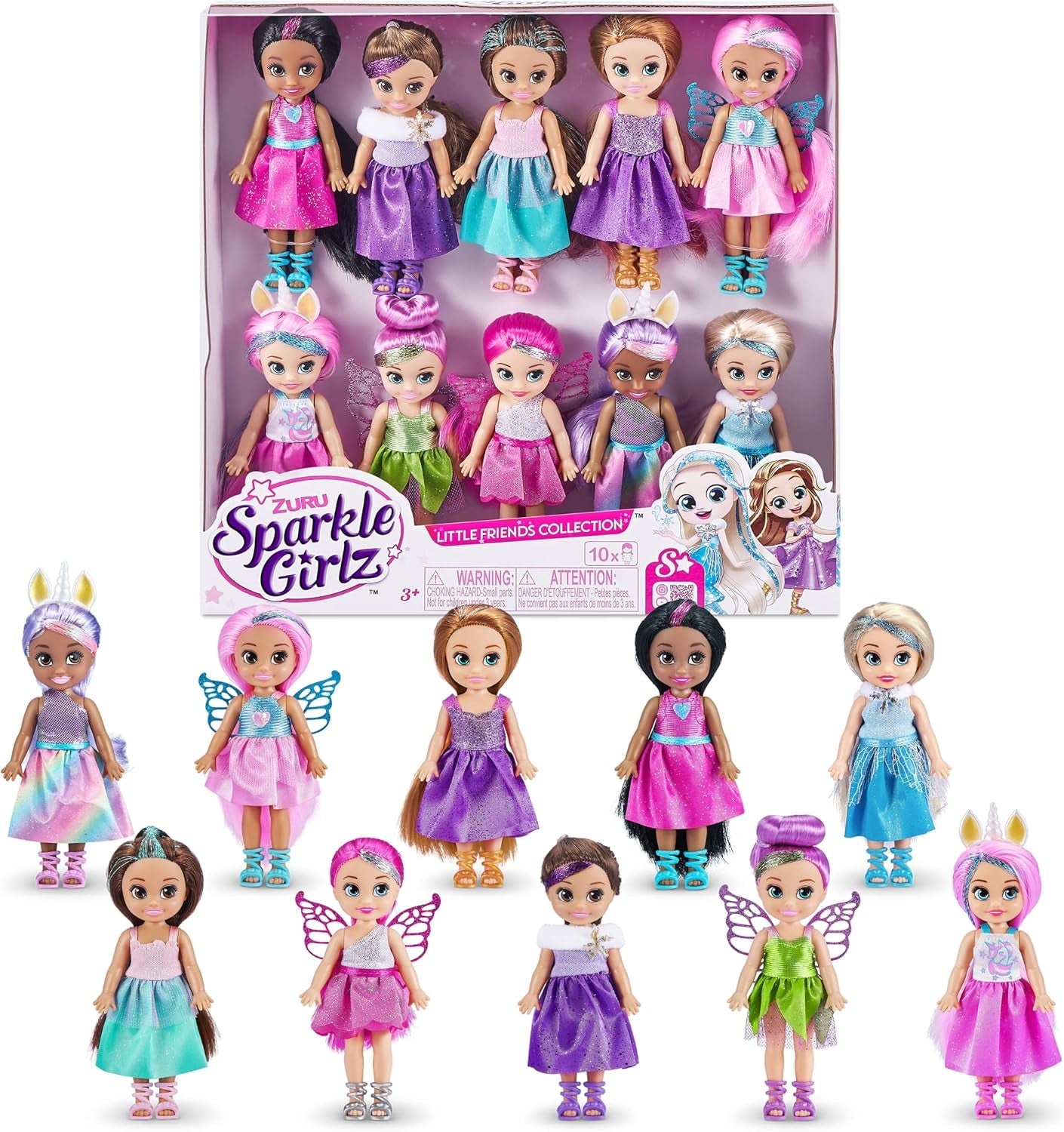 -Dolls-4,7"-Fantasy Little Friend Collection Set med 10 st